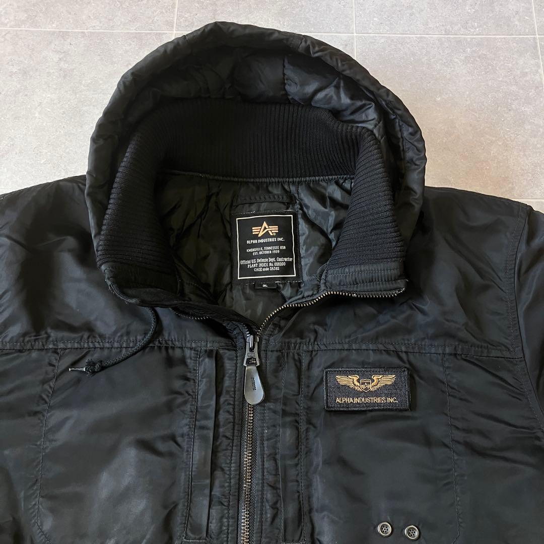 即完売サイズ ALPHA フード付フライトジャケット MA1 黒 3L - メルカリ