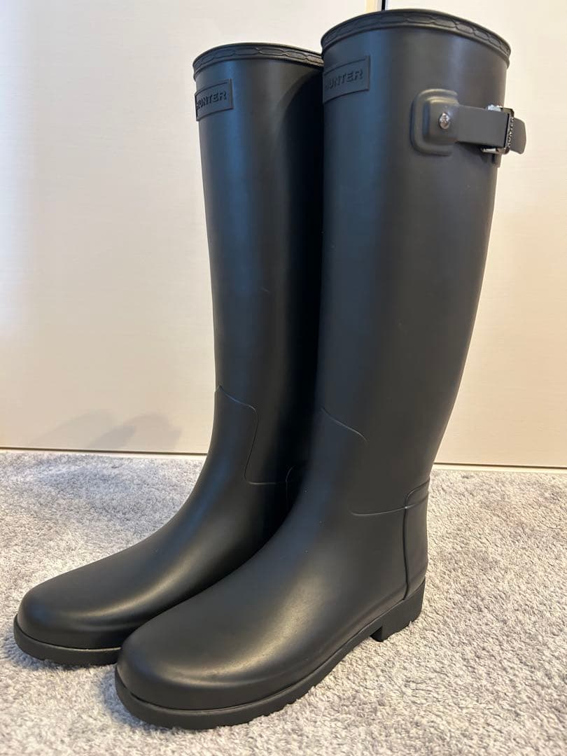 HUNTERオリジナル リファインドレインブーツ　マットオールブラック長靴 37 HUNTERオリジナル リファインドレインブーツ マットオールブラック長靴