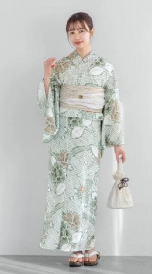 ◇ノー皺加工最高級クールパス◇高級絞り風のモダン翡翠緑浴衣