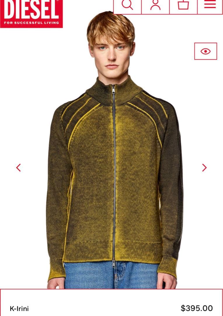 美品・公式完売品】K-IRINI ジップアップドライバーズニット DIESEL