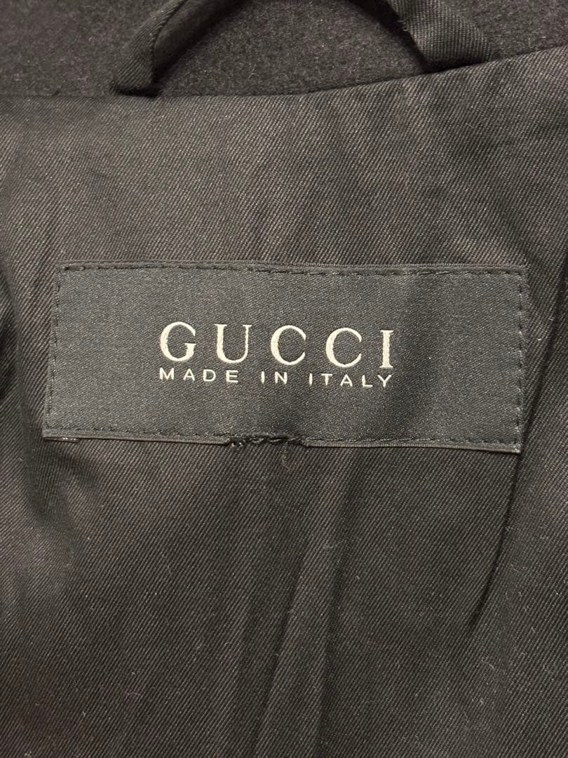 グッチ GUCCI メルトンウール袖レザー 切替ミリタリージャケット