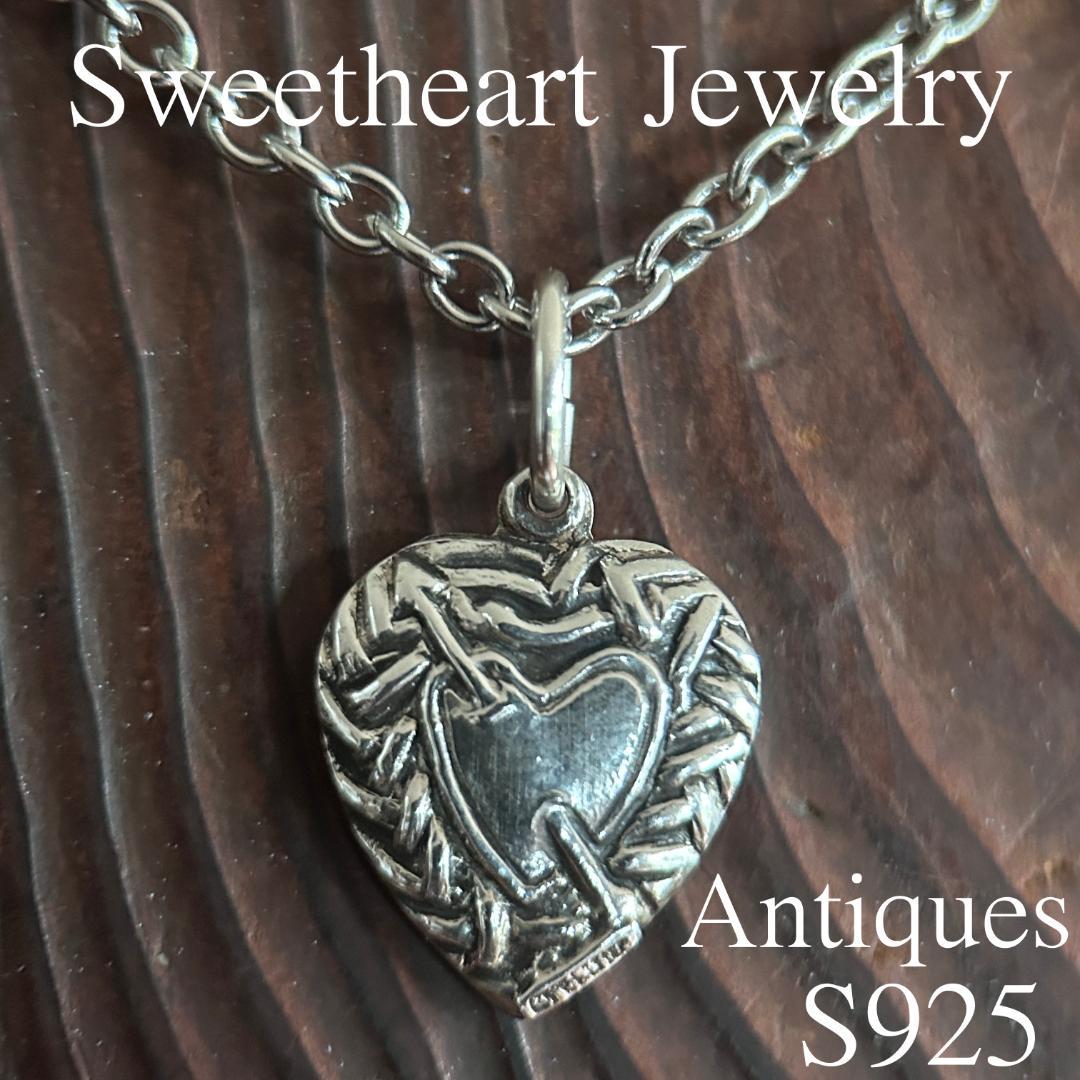スウィートハートジュエリー WW2 シルバー ピアスハートチェーン模様