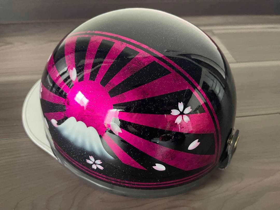 七色ラメ 富士日章 コルク半 ヘルメット 旧車會 暴走族 CBX400F 旭風防