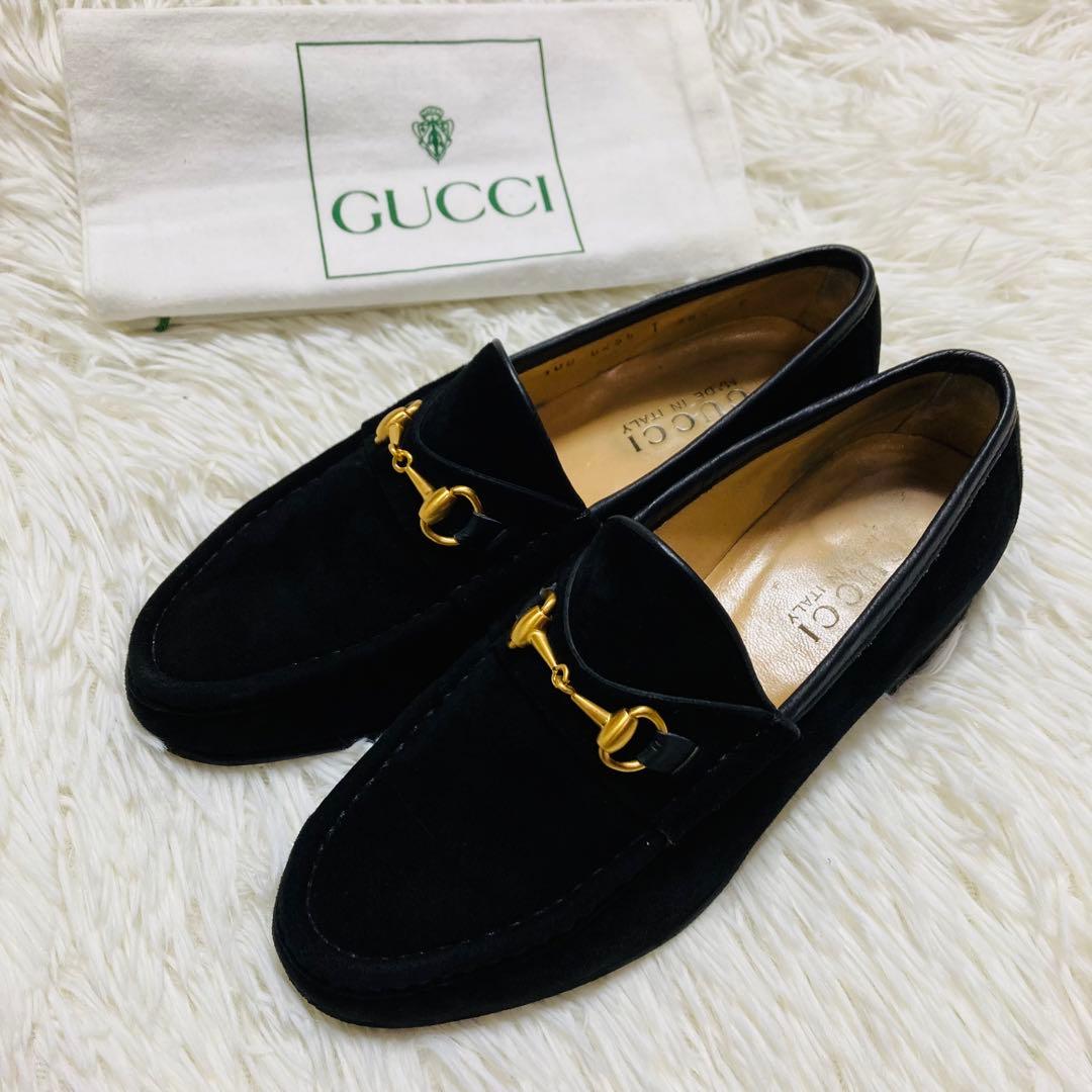 GUCCグッチ ホースビット ローファー スエード ブラック 1/2 35 - メルカリ