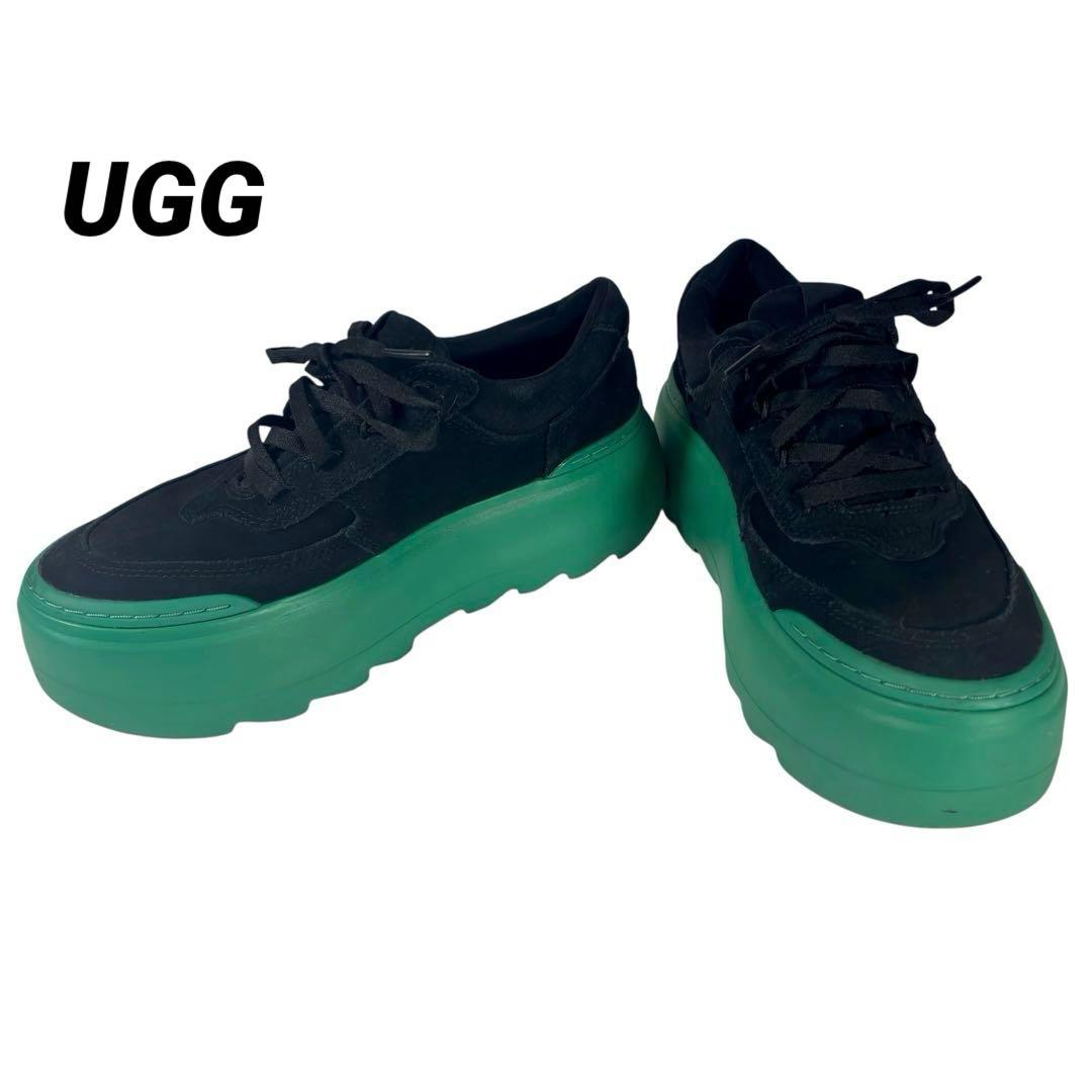 UGG アグ マリンメガレース 厚底スニーカー 黒 緑 25.5cm メンズ
