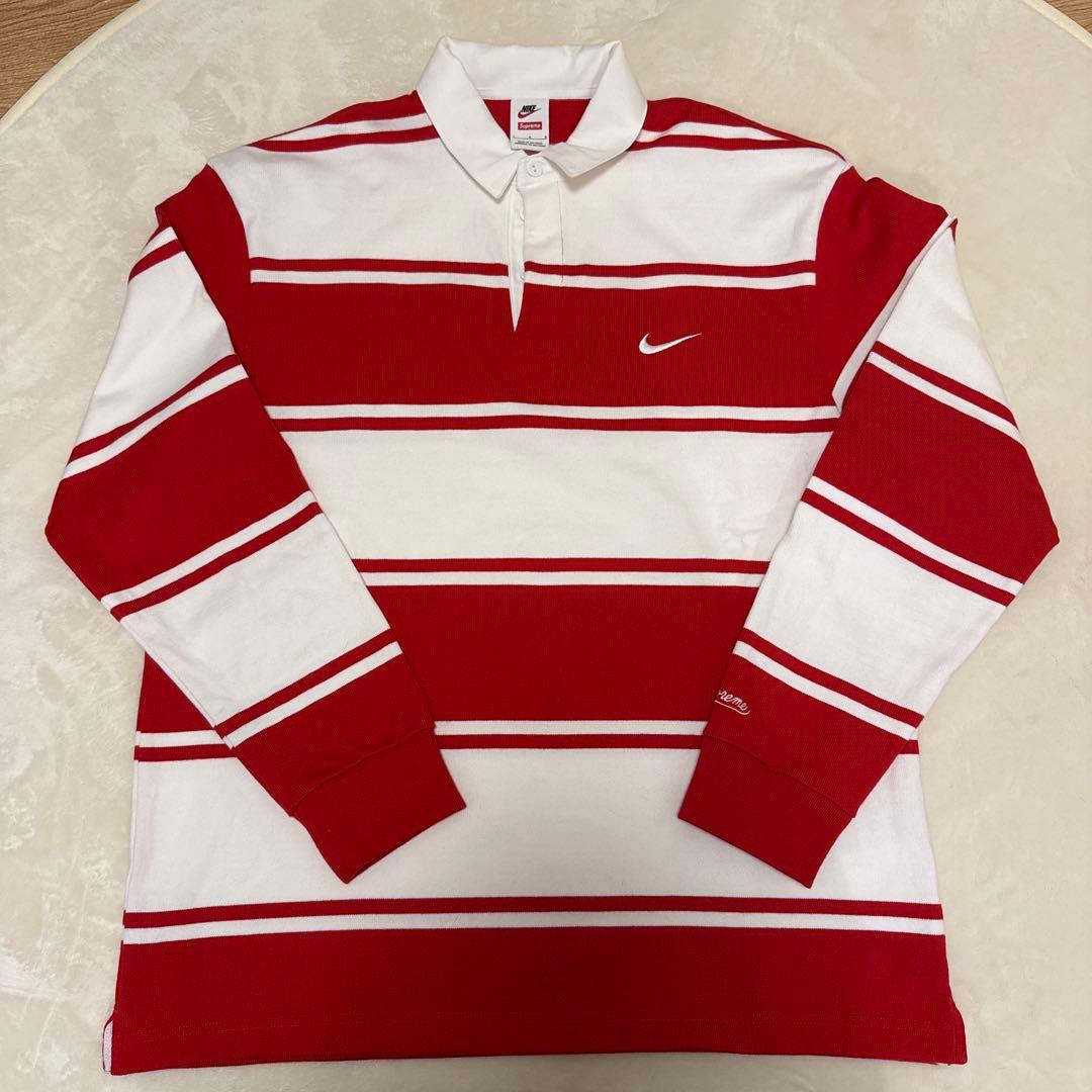 supreme×Nike Stripe Rugby ”RED”Lサイズ - メルカリ