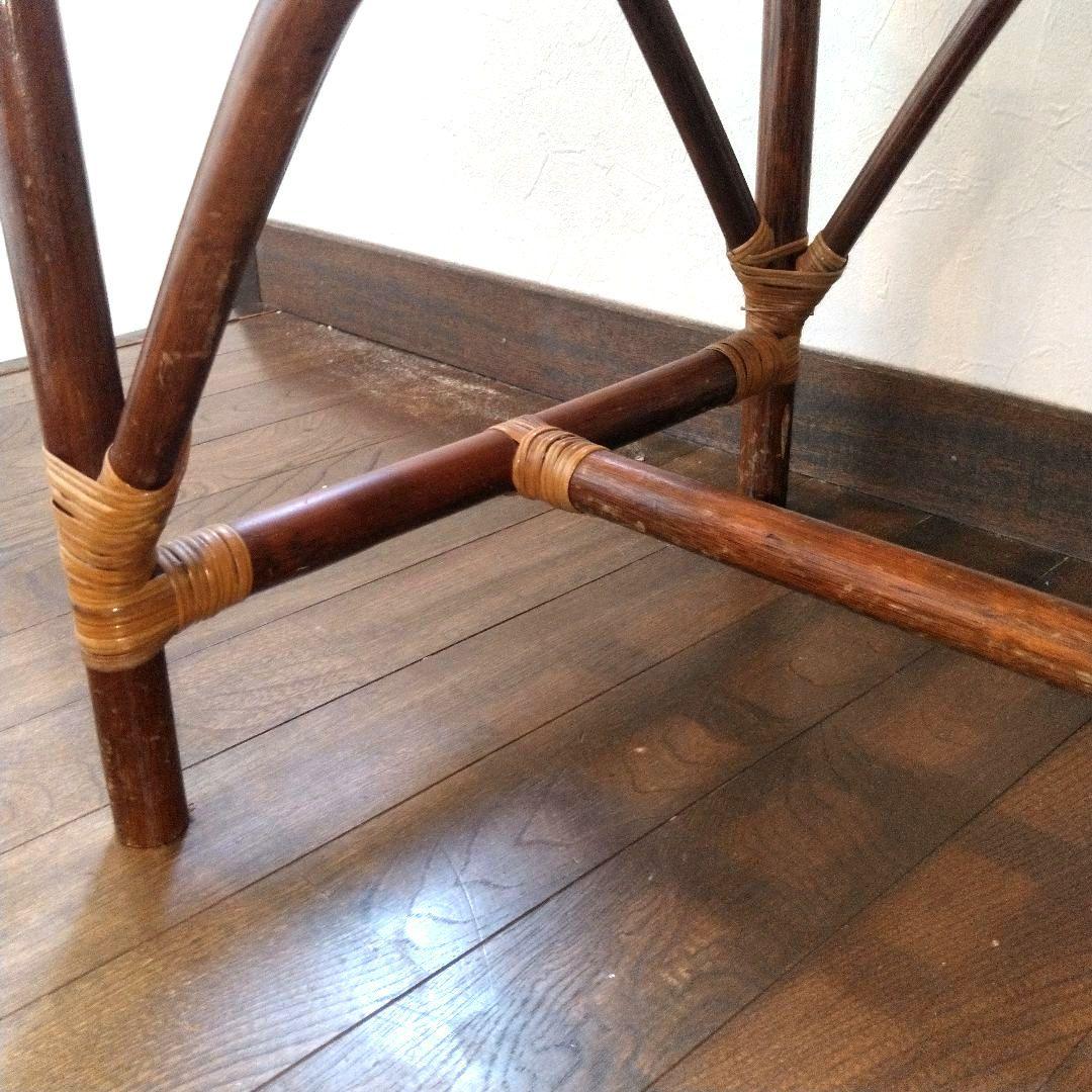 テレフォンベンチ 籐 ラタン インテリア 昭和レトロ 椅子 テーブル