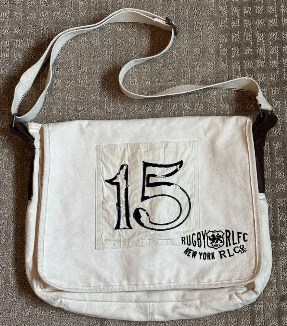 POLOラグビーMessenger Bag VTG Rugby Polo Ralph Lauren Canvas Leather Shoulder Messenger Bag