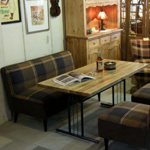 クラッシュゲート チェルシーソファ2P ブラウンチェック柄 2人掛けソファー