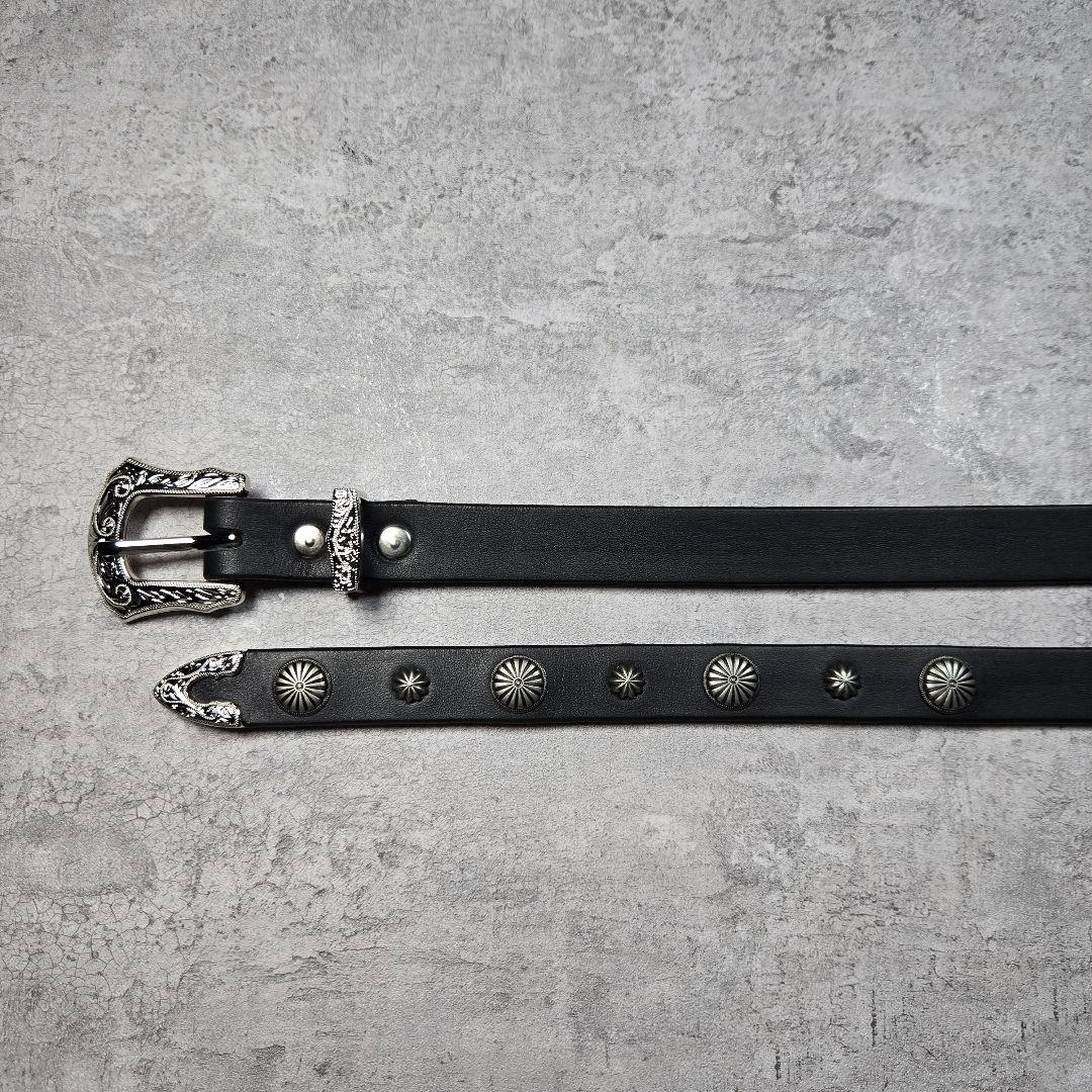 スタッズ レザー ナロー ベルト ハンドメイド belaan-89 - メルカリ