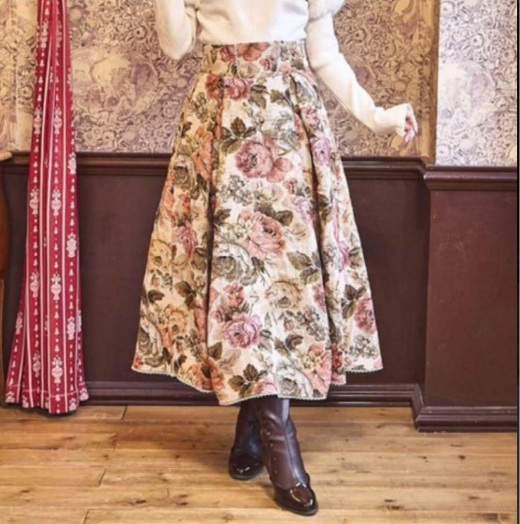 新品 ノエル・ド・メモワール 後ろリボンゴブランスカートLL しまむら