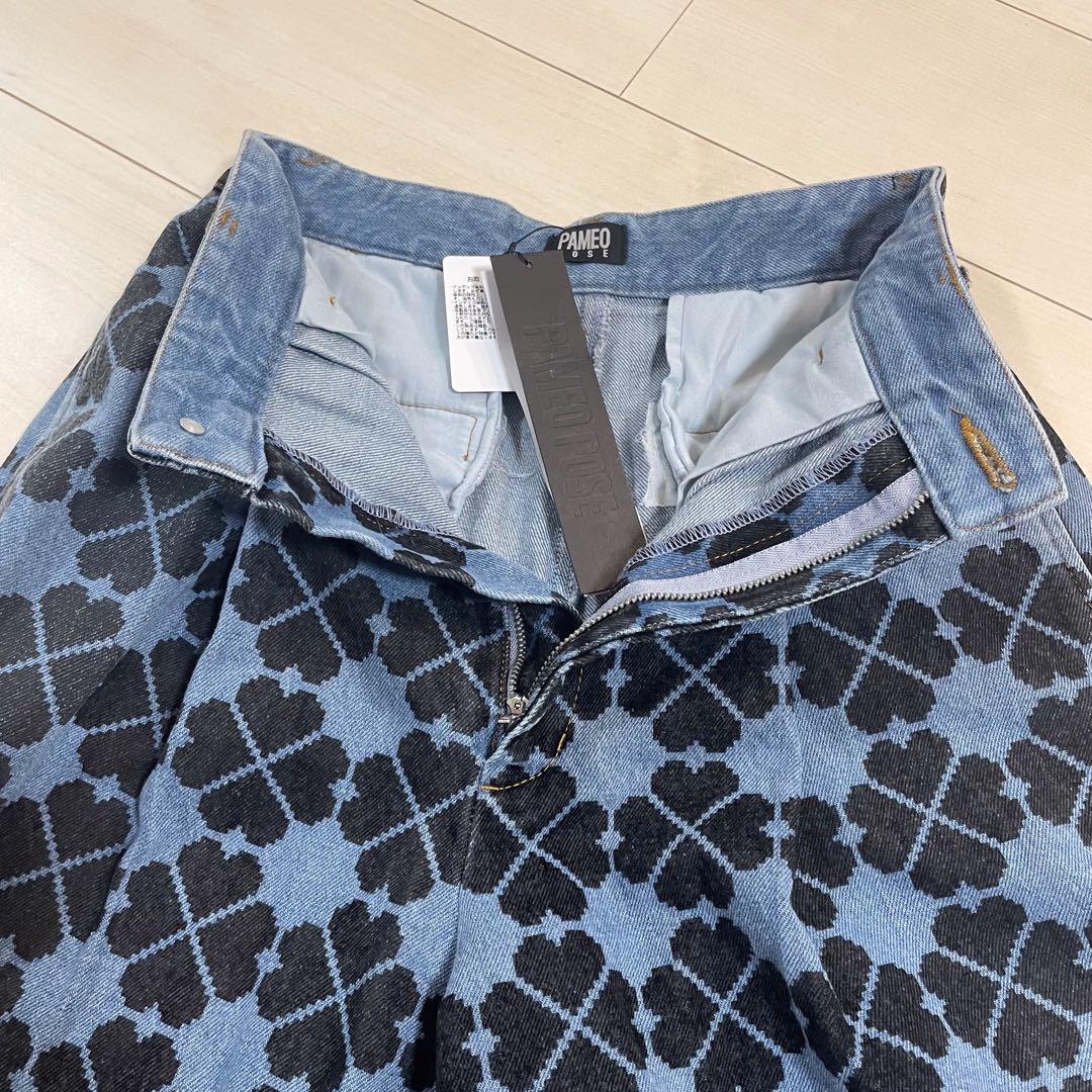 新品タグ付き】 PAMEO POSE クローバー柄 デニム パンツ Y2K M - メルカリ