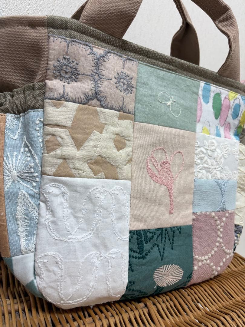 ミナペルホネン＊パッチギャザポケファスナートートL✂️ハンドメイド