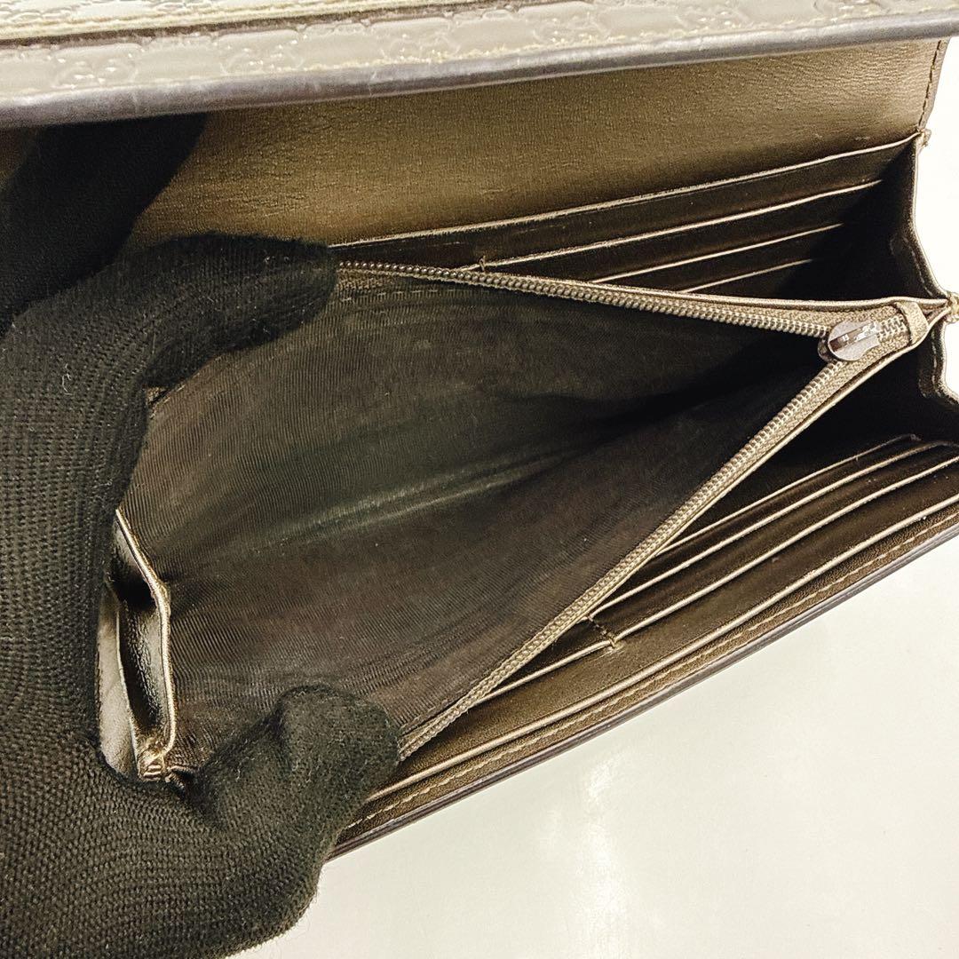 GUCCI グッチ 長財布 マイクロGG パテントレザー リボン 253405 - メルカリ