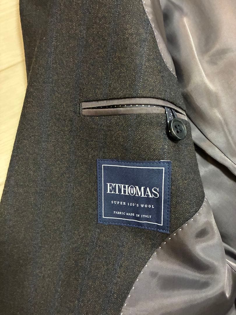 E.thomas・美品・160-8】サキソニー ブラウン スーツ - メルカリ