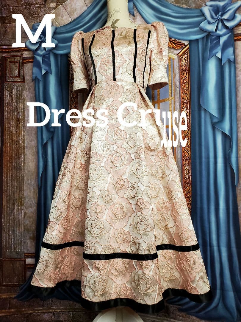 M 【新品インポートセレクト】金糸混ジャガード薔薇のクラシックドレス