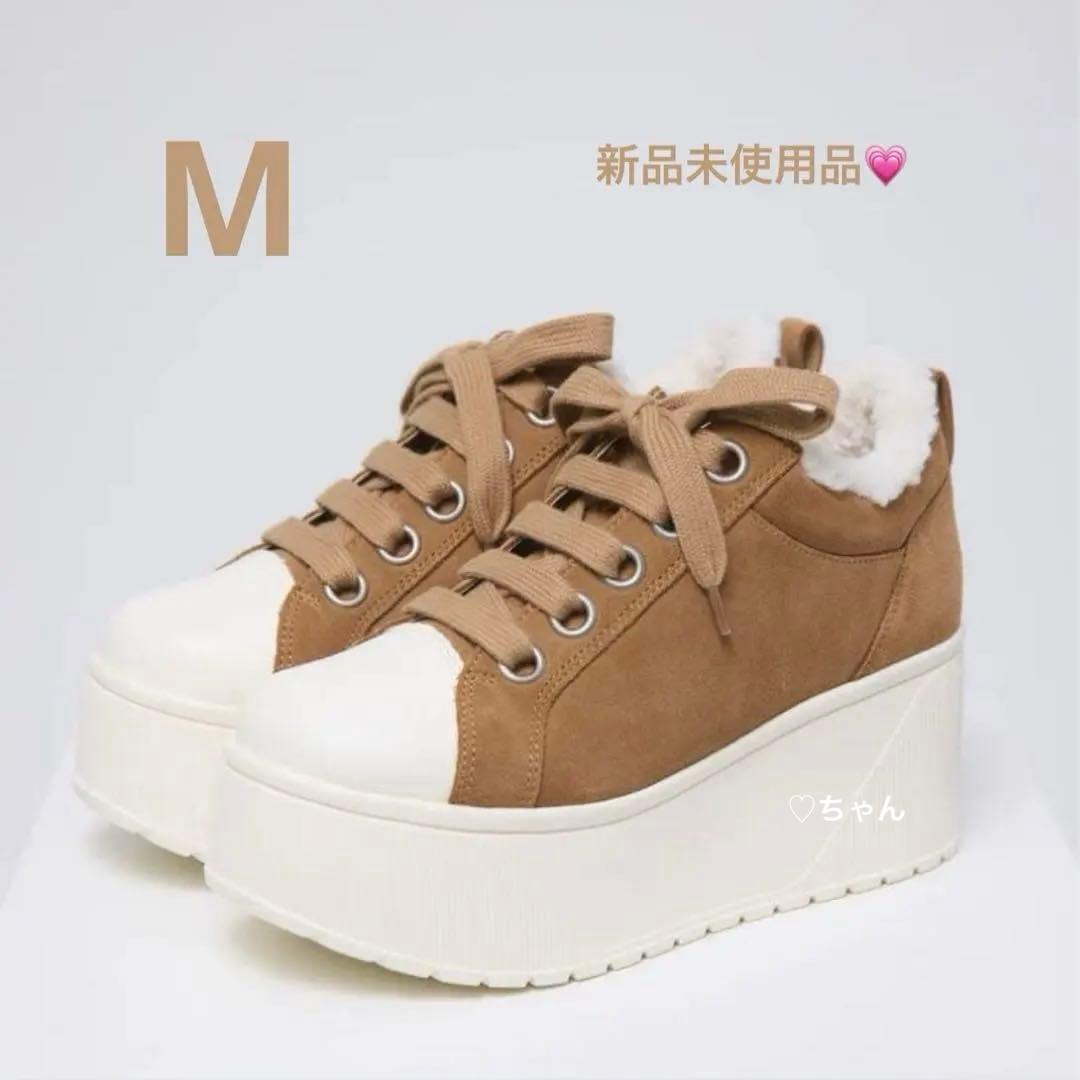 鈴木亜美 新作 プラットフォーム スエード スニーカー M もこもこ