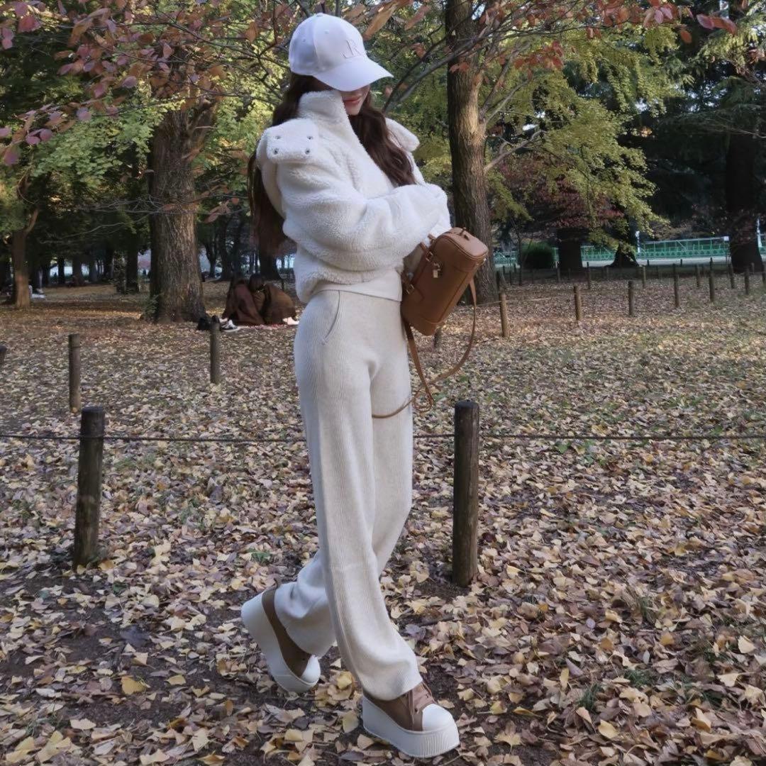 鈴木亜美 新作 プラットフォーム スエード スニーカー M もこもこ