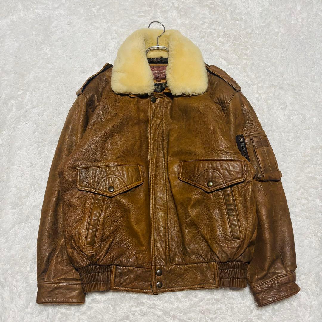 90s G-1 フライト ロードアンソニー レザー ジャケット 襟ボア 短丈 L