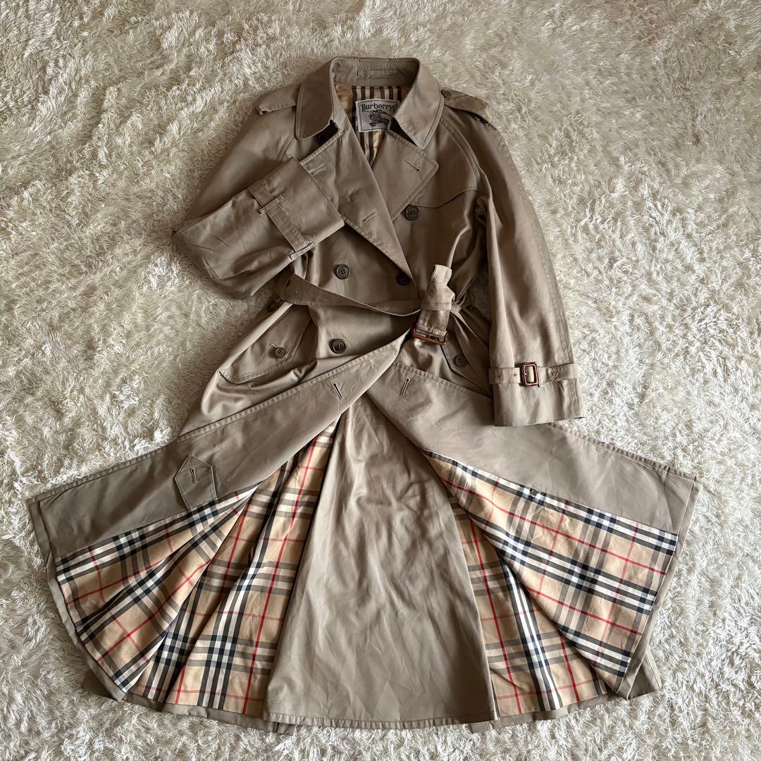 バーバリー トレンチコート ノバチェック 白タグ レディース L 11AB