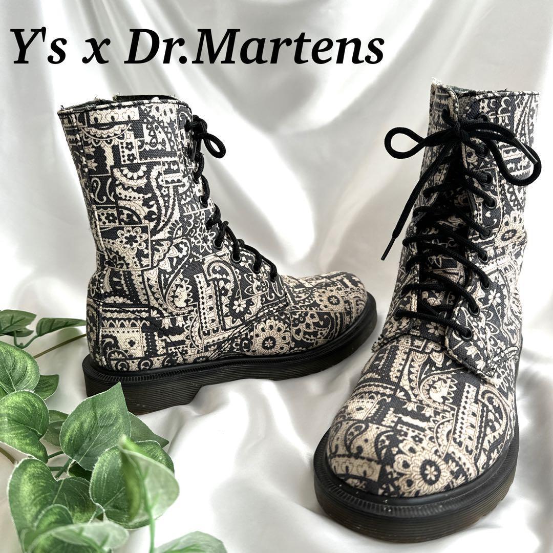 コラボ　希少　ドクターマーチン　ワイズ　総柄　9ホール　サイドジップ　ブーツ og-41.jpg