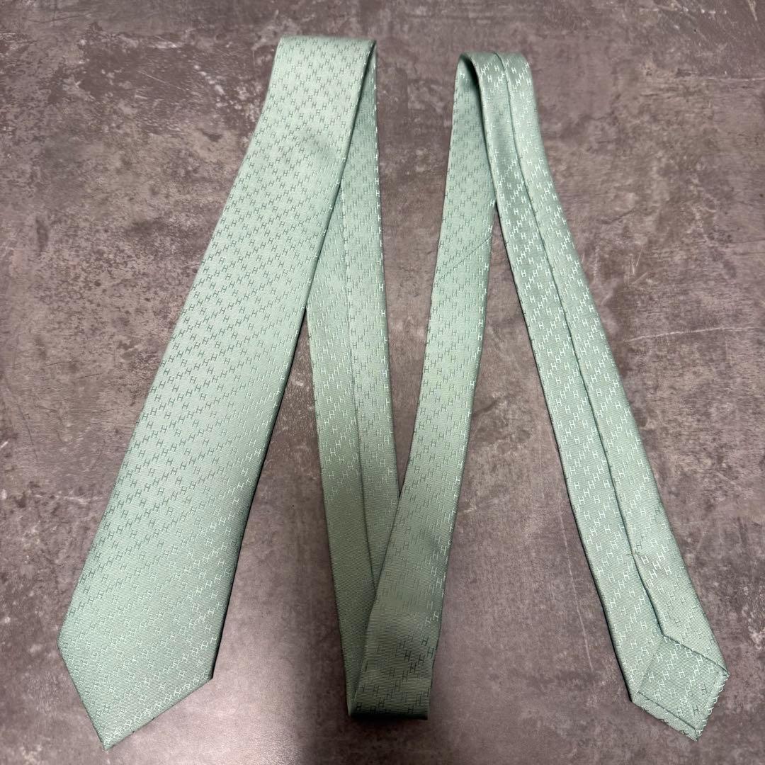 HERMES エルメス ネクタイ ミントグリーン ファソネ H柄 定番 王道