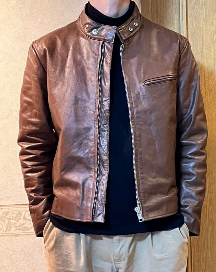 HORN WORKS シングル ライダースジャケット 本革！水牛革！肉厚の通販