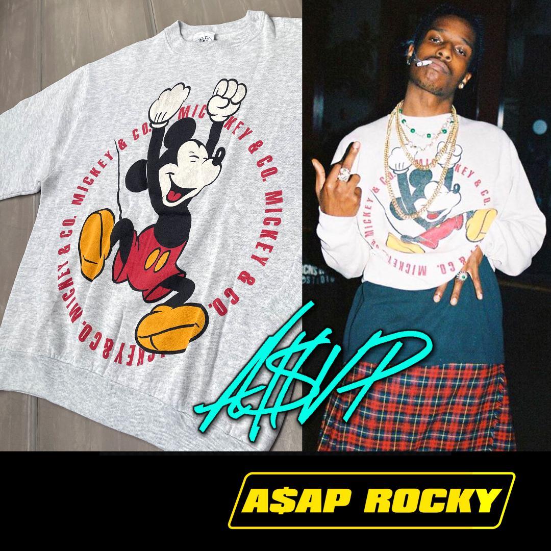 90年代USA製】ディズニー ミッキー スウェット ビンテージ 青パン お