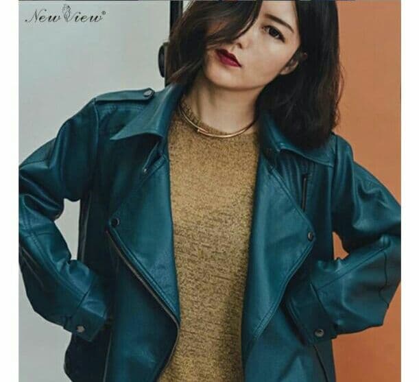 ブルーグリーンライダースジャケット - メルカリ