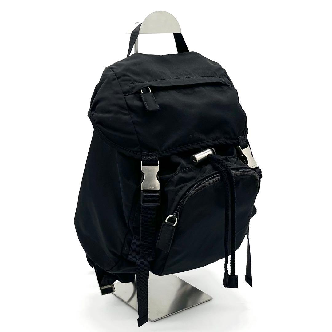 PRADAプラダ 巾着型 ナイロン×レザー リュック バックパック 三角ロゴ