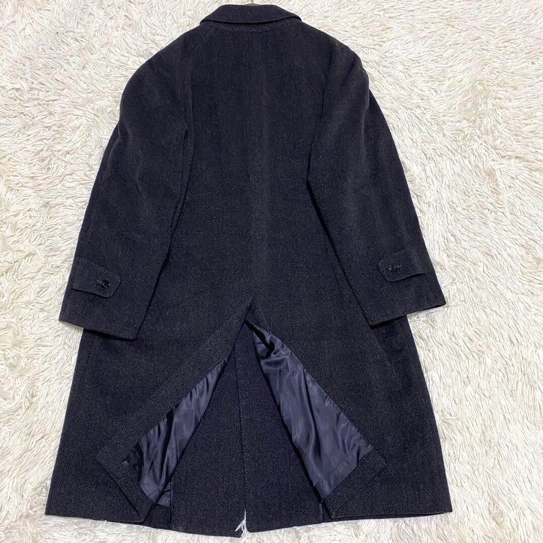 極美品◦カシミヤ100%✨】ヘリンボーン ITALY ロングコート グレー M