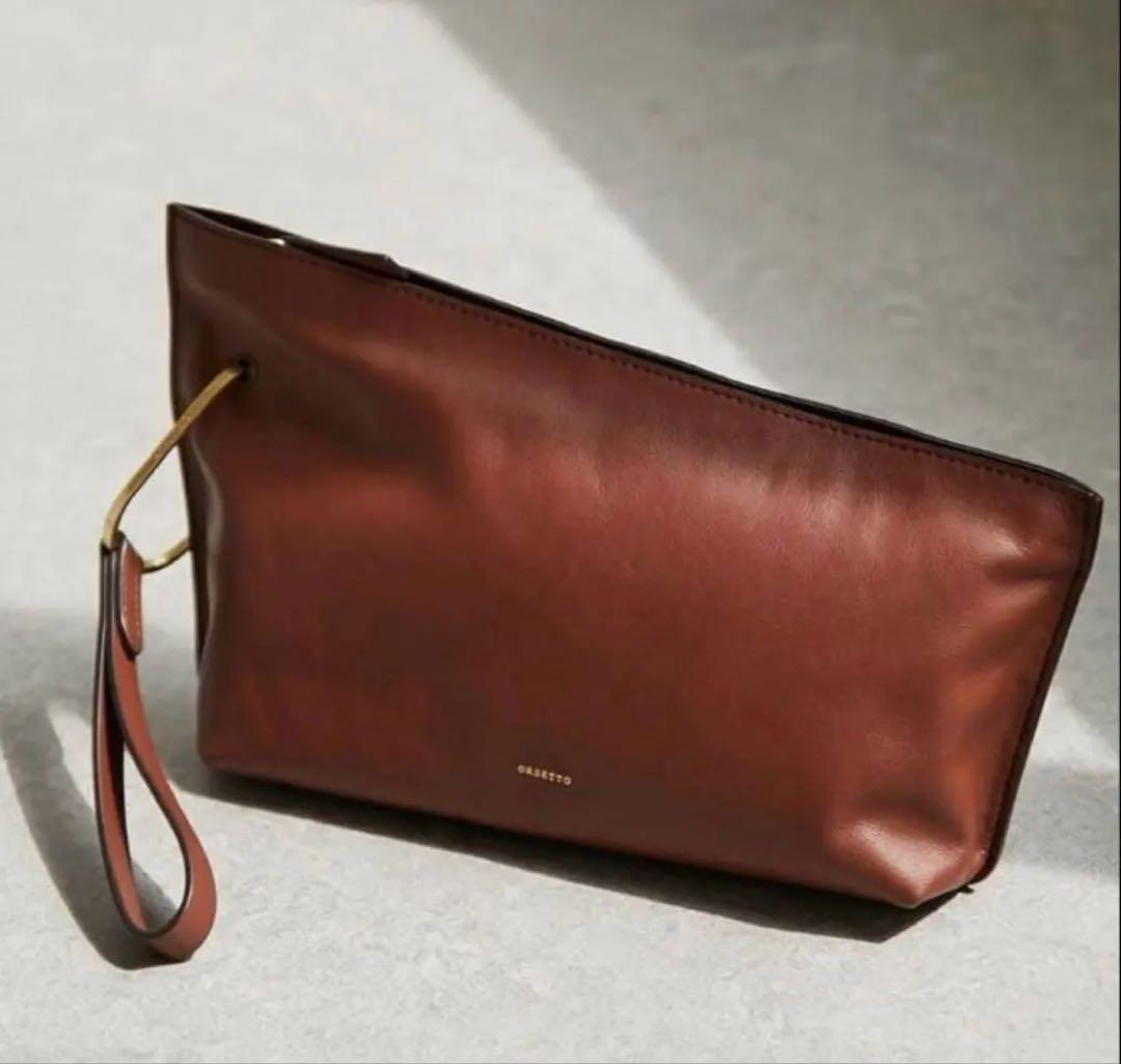 ☆美品 正規品 保存袋付き☆】ORSETTO ブラウンレザー クラッチバッグ