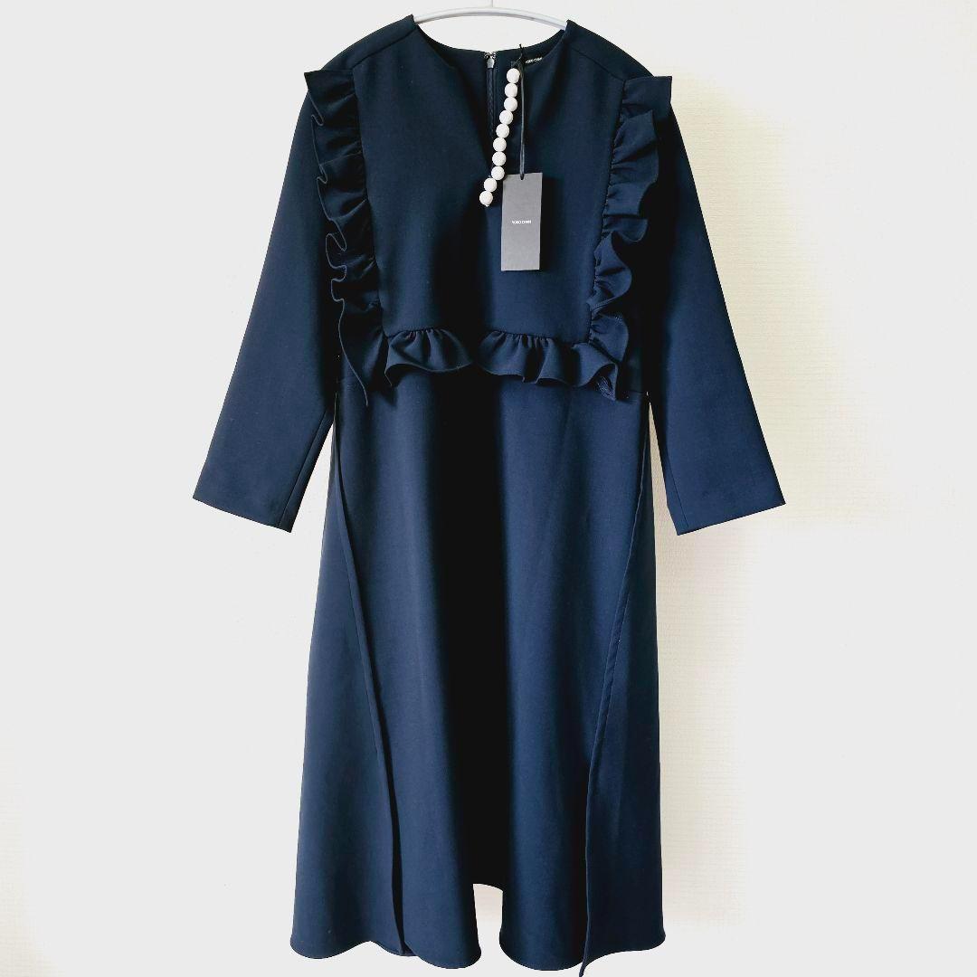 YOKO CHAN ヨーコチャン フリル トリム パール ドレス ワンピース