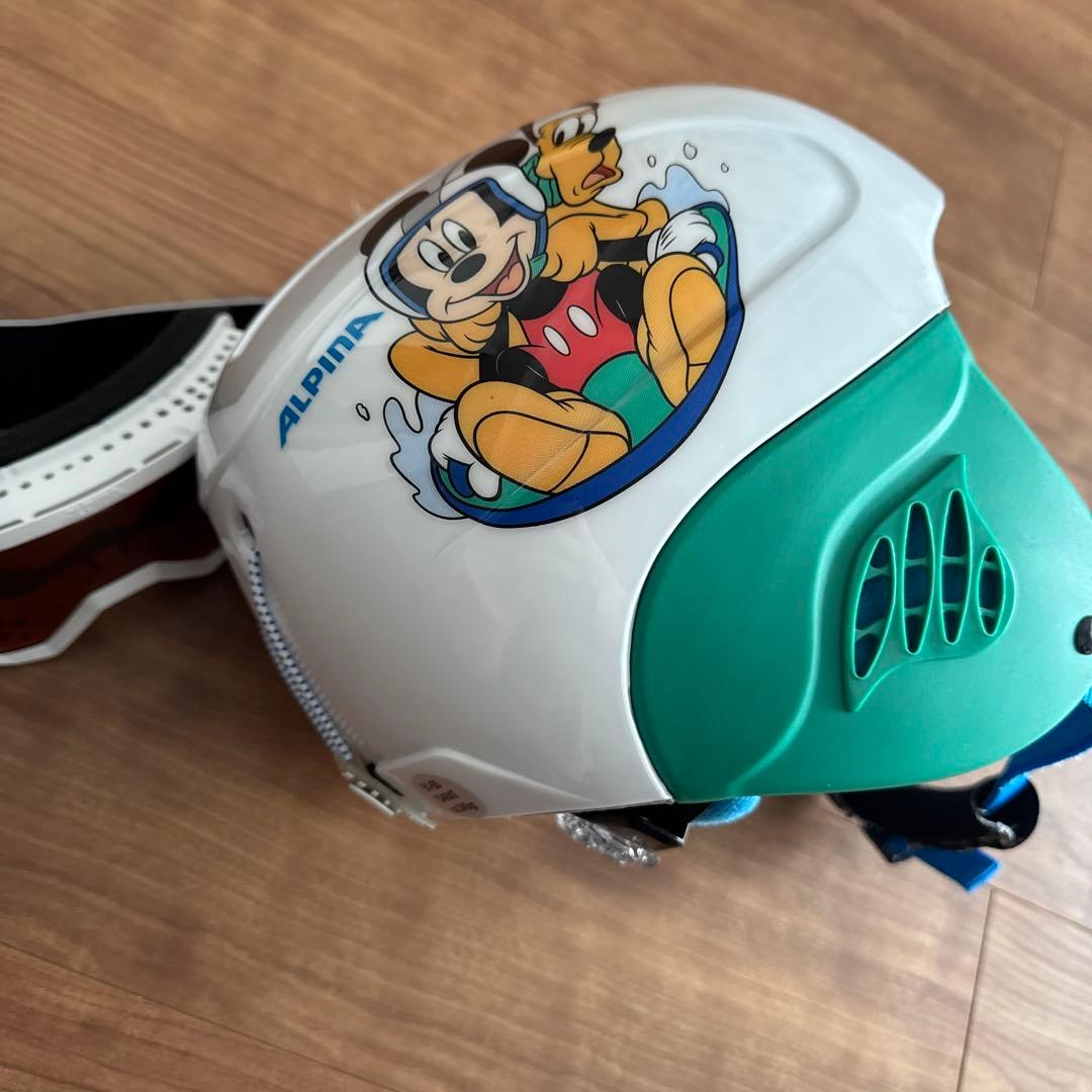 ALPINA スノーヘルメット＋ゴーグルセット スノボ キッズ ミッキー