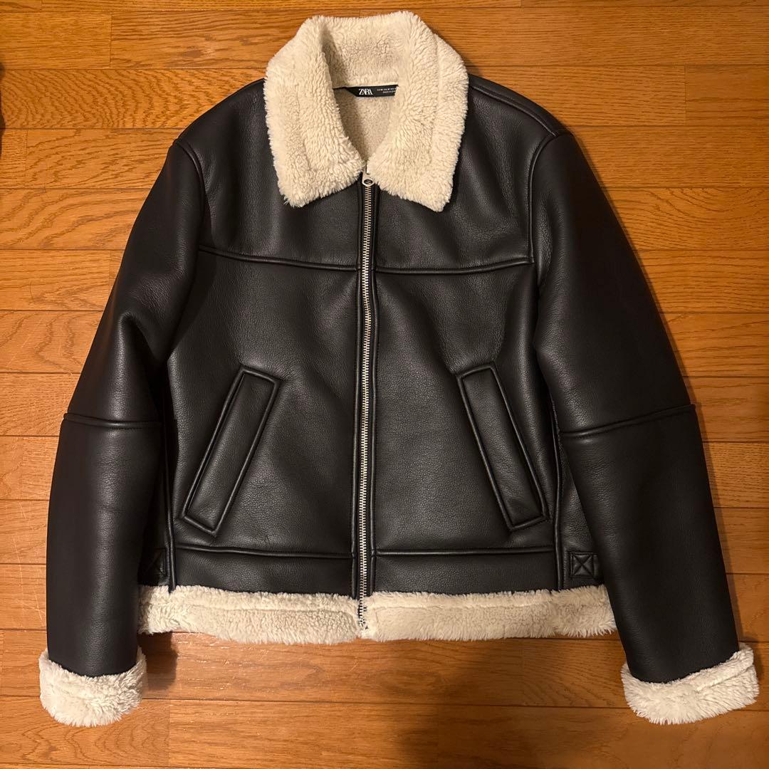 ZARA ザラ フェイクレザー ボアジャケット ブラック 廃盤品 - メルカリ