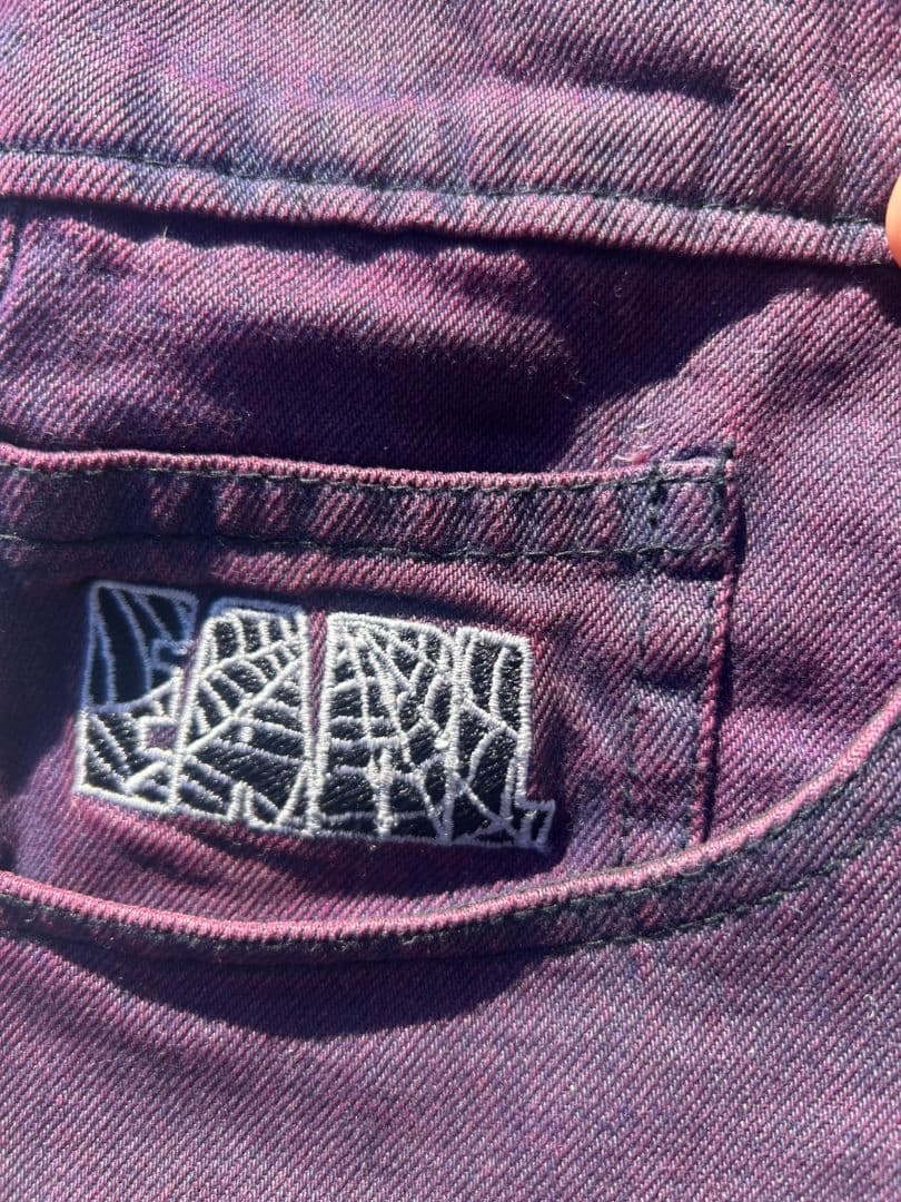 Earl skateboards 紫 デニムパンツ 蜘蛛の巣刺繍 - メルカリ