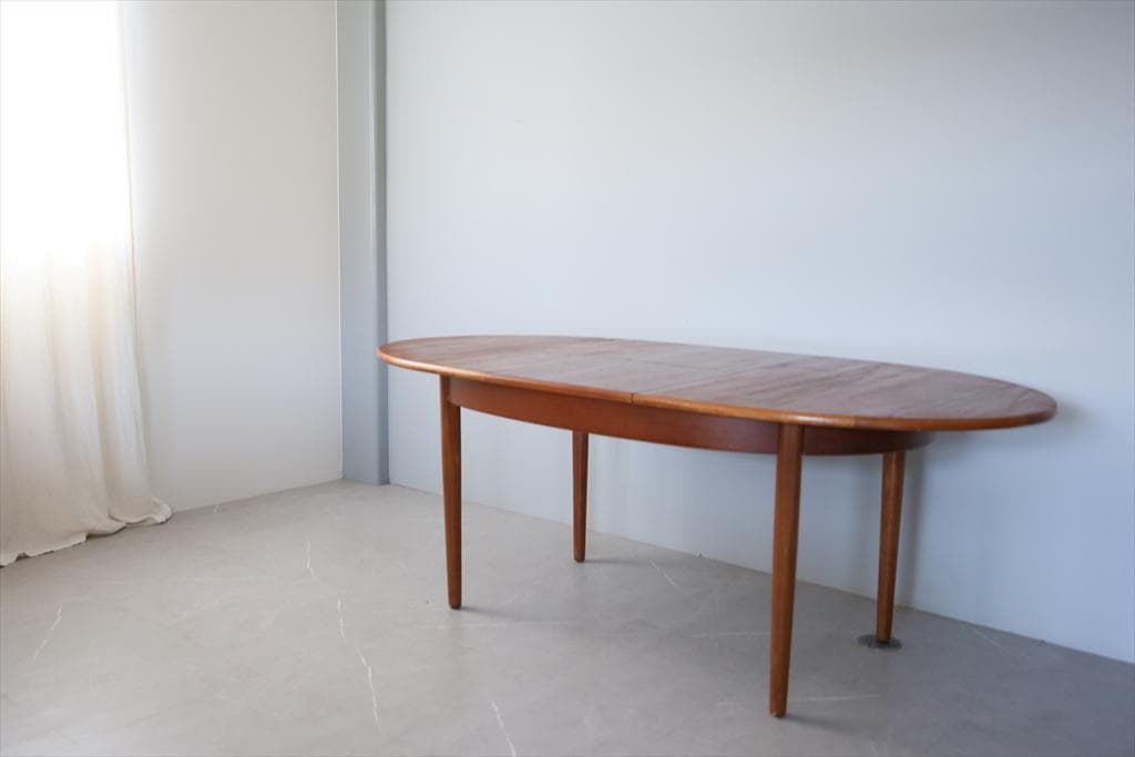 英国アンティークチーク古木オーバルテーブル/伸張式木製ダイニング机