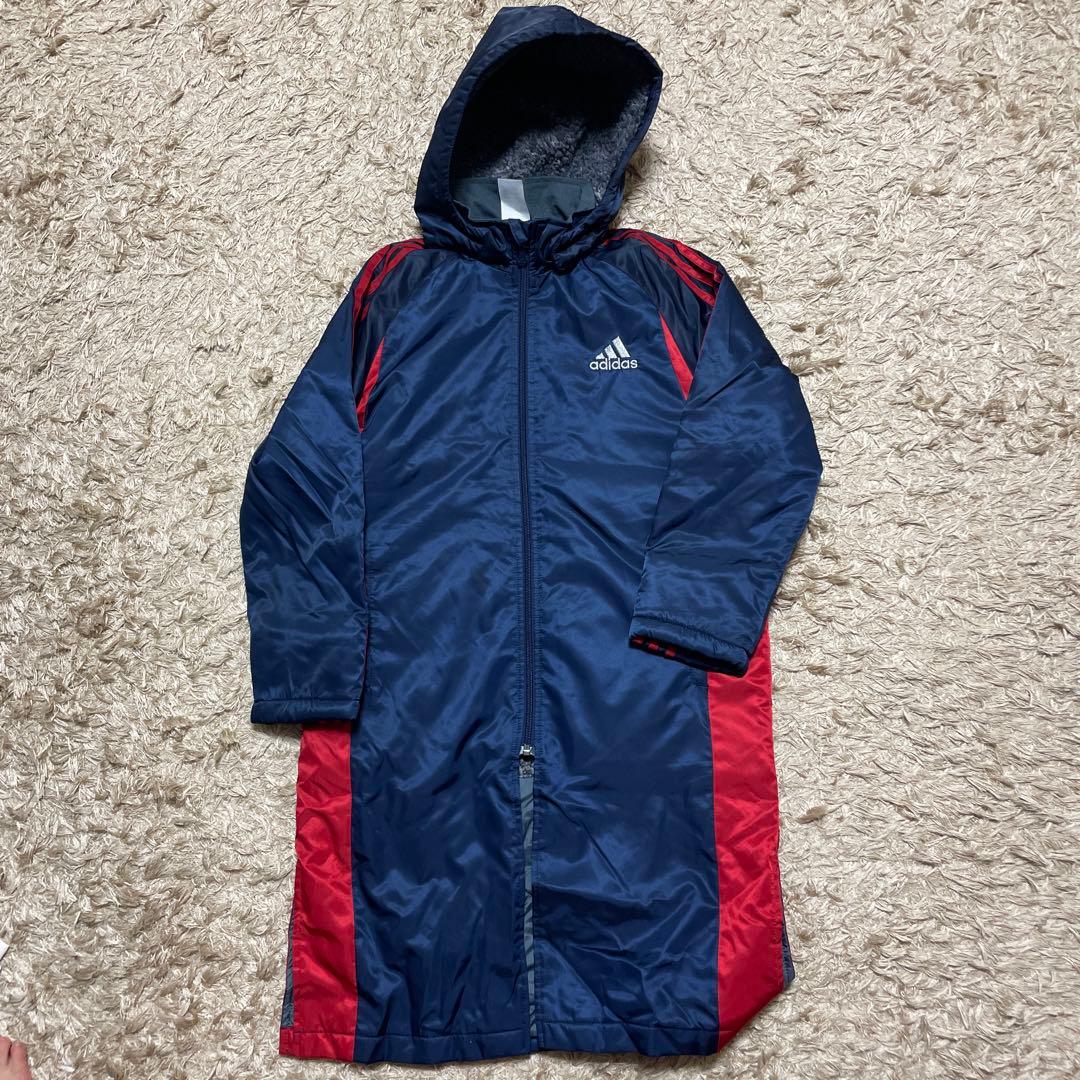 adidas ベンチコート ネイビー/レッド 140サイズ - メルカリ