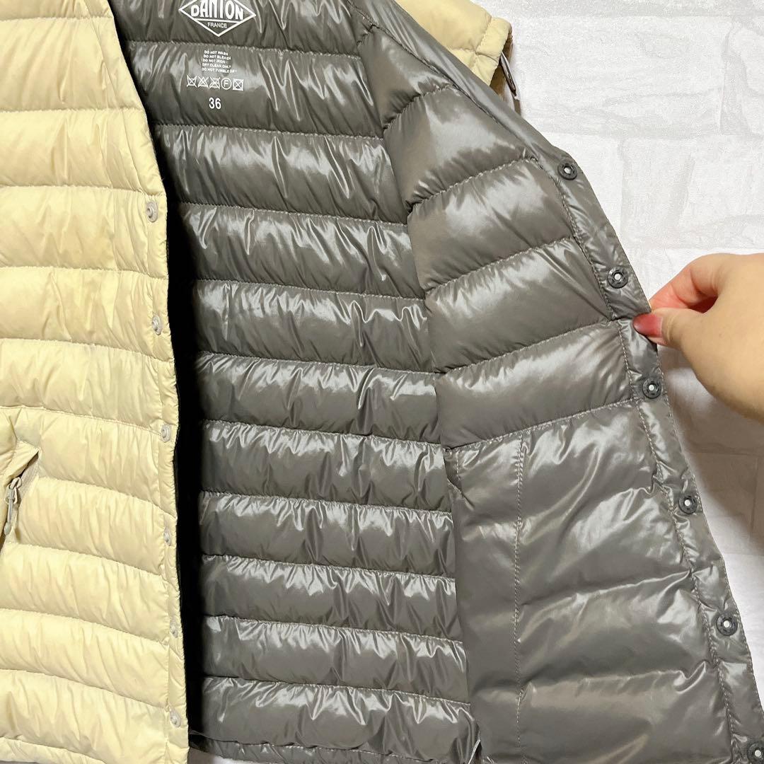 《美品》ダントンDANTON インナーダウンベスト ベージュ36 Vネック