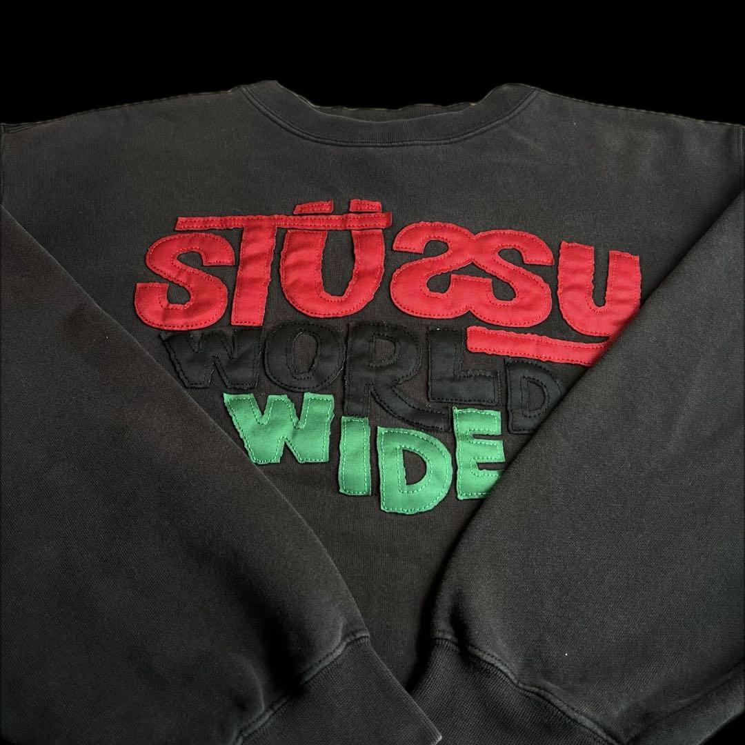 90～00s OLD STUSSY/Logo Sweat/紺タグ/L/China製/ロゴ刺繍スウェット