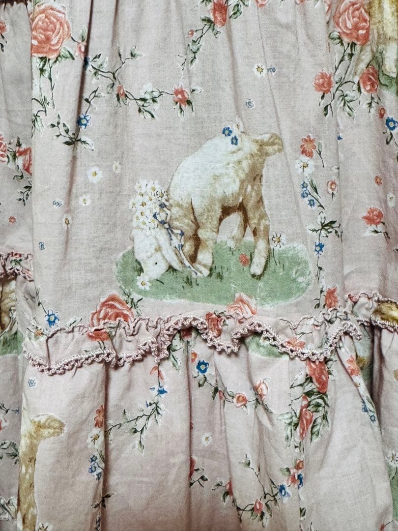 ピンクハウス まきばのひつじプリント ロング丈ワンピース ピンク