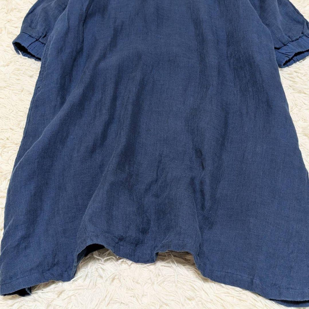中川政七商店 洗える 麻ガーゼワンピース インディゴ フリーサイズ