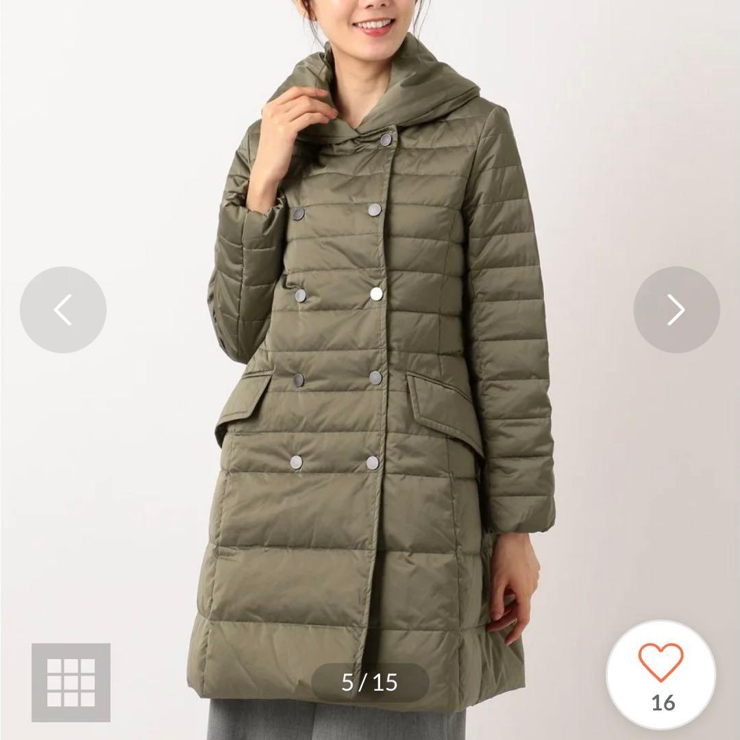 自由区 ダウンコート Aライン 大きいサイズ カーキ 42 XL ショール