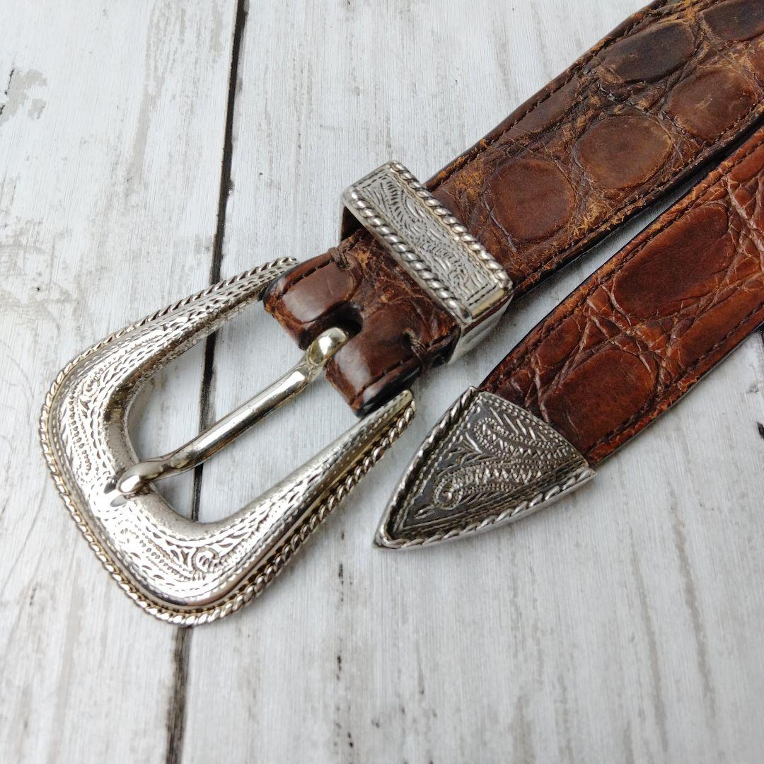 ブルネロクチネリ【クロコレザー】ベルト ブラウン系 極上レザー