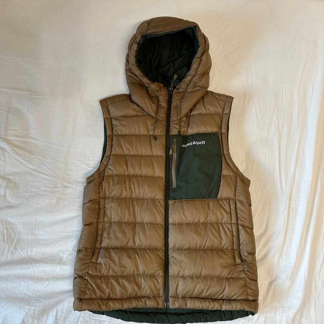 mont-bell ダウンフードベスト ブラウン - メルカリ