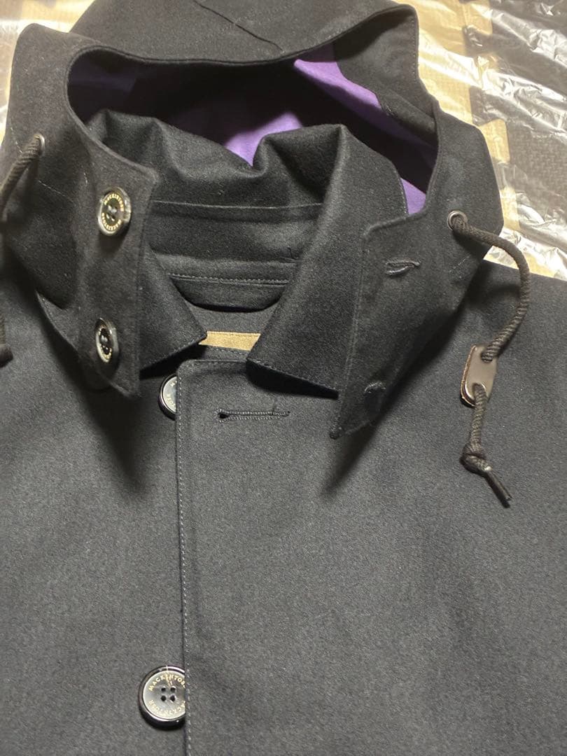 m*w様 MACKINTOSH 黒 ステンカラーコート フード付 黒 36 コル