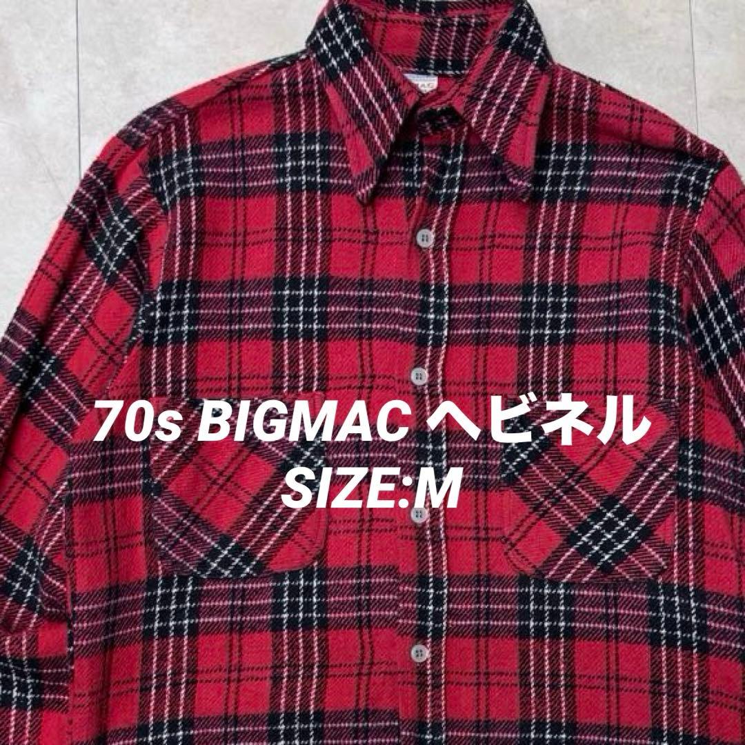 70s ビッグマック コットンヘビーネルシャツ レッド チェック M - メルカリ