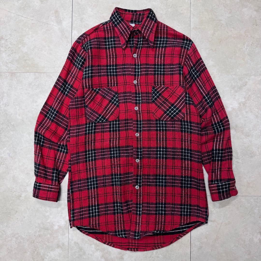 70s ビッグマック コットンヘビーネルシャツ レッド チェック M - メルカリ