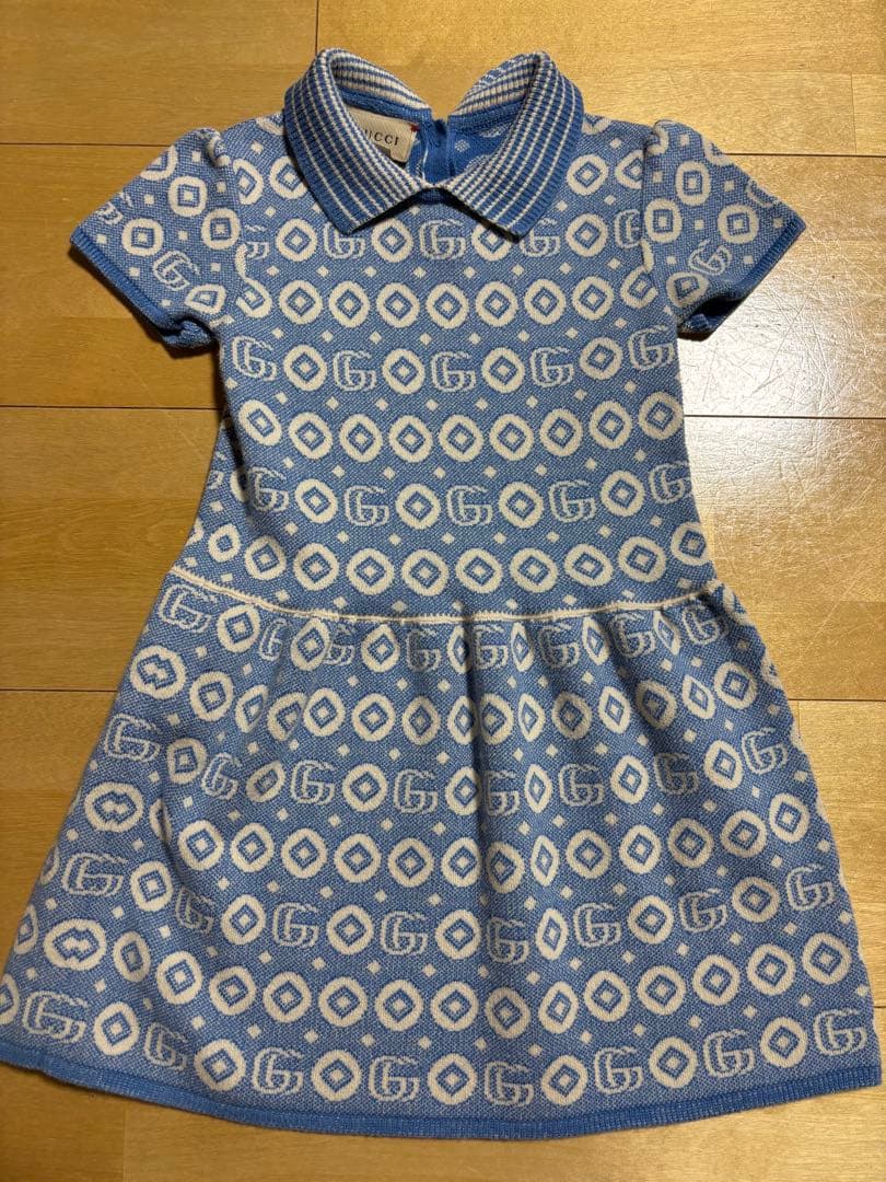 GUCCI Gロゴパターン 半袖ワンピース 36 送料無料！GUCCI シャツワンピース 半袖 ライトブルー 新品です！GG柄
