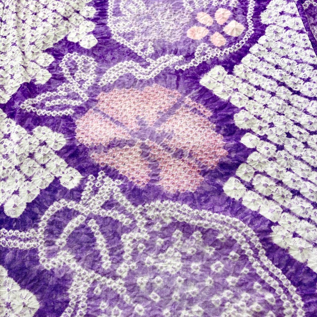 朝顔紫色果実有松絞り絞り染め絞り浴衣NO44